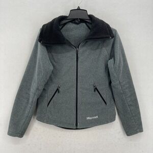 Marmot Polartec Fleece Full Zip Jacket Women's Small Gray Mock Neck Pockets Camp